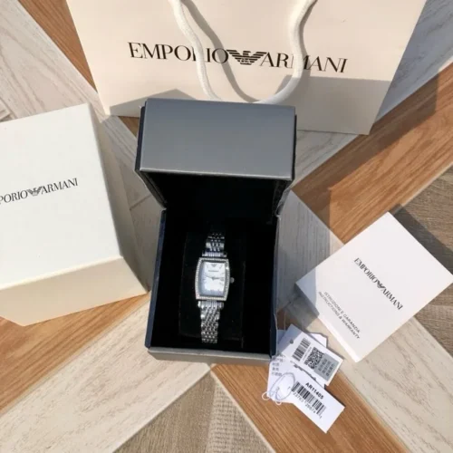 Armani AR11405 Women's Diamond-Set Quartz Watch 26mm Square Case