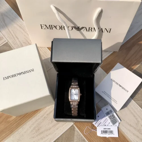 Armani AR11406 Women's Diamond-Set Quartz Watch 26mm Square Case