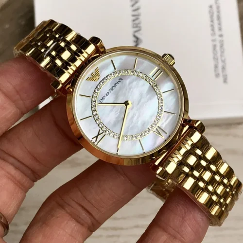 Armani AR1907 Women's Diamond-Set Quartz Watch 32mm Stainless Steel Bracelet
