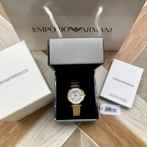 Armani AR1907 Women's Diamond-Set Quartz Watch 32mm Stainless Steel Bracelet
