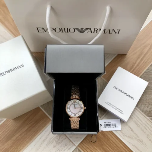 Armani AR1909 Women's Diamond-Set Quartz Watch 32mm Stainless Steel Bracelet