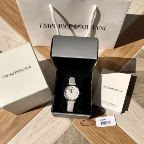 Armani AR1965 Women's Vintage Style Quartz Watch 32mm Leather Strap