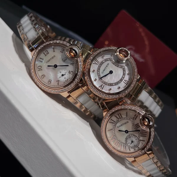 CARTIER0003-01 Cartier Ballon Bleu Diamond-Set Quartz Watch 33mm Leather Strap SKU CARTIER0003