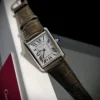 Cartier Tank White Dial Quartz Watch Leather Strap