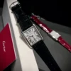 Cartier Tank White Dial Quartz Watch Leather Strap