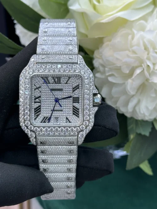 Cartier Santos Diamond-Set Automatic Watch