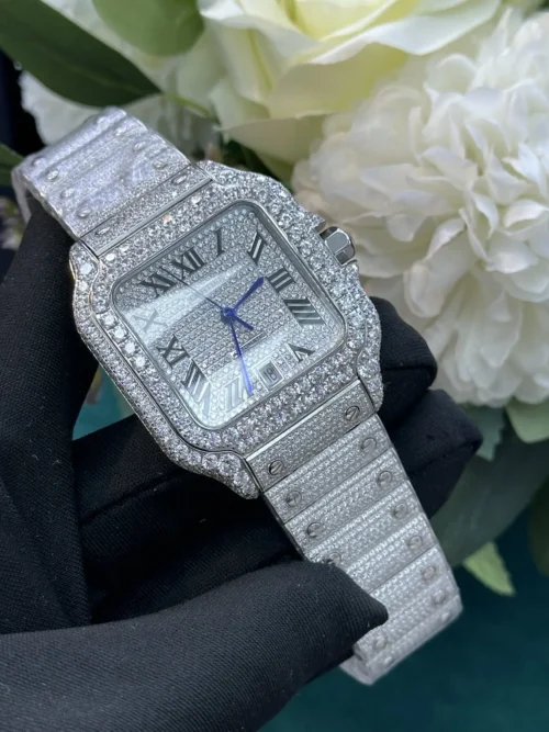 Cartier Santos Diamond-Set Automatic Watch