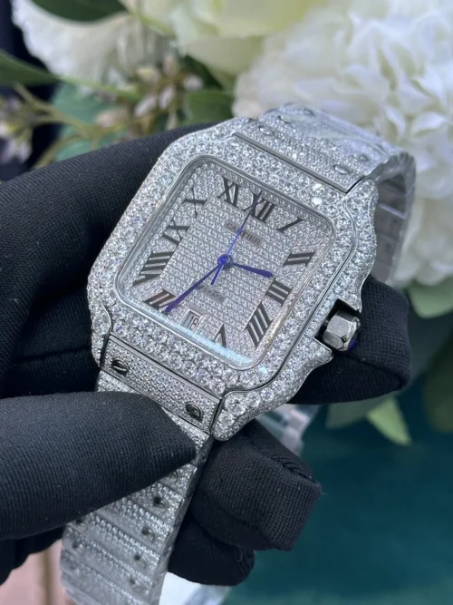 Cartier Santos Diamond-Set Automatic Watch