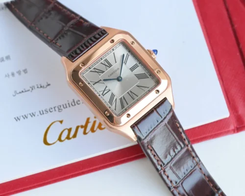 Cartier Santos Manual-Wind Watch Leather Strap