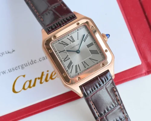 Cartier Santos Manual-Wind Watch Leather Strap