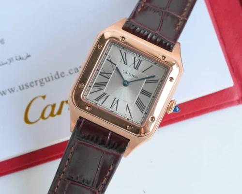 Cartier Santos Manual-Wind Watch Leather Strap