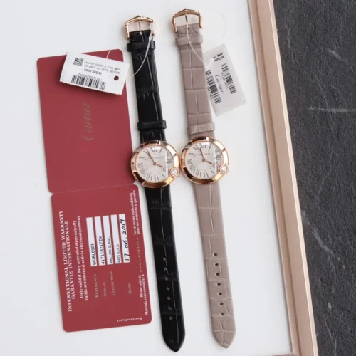 Cartier Ballon Blanc Rose Gold-Tone Watch Leather Strap SKU CARTIER0067