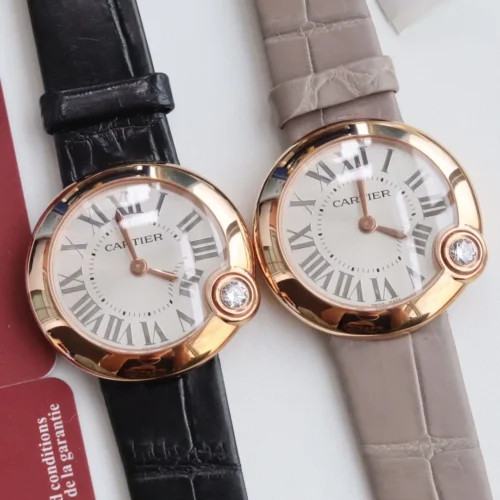 Cartier Ballon Blanc Rose Gold-Tone Watch Leather Strap SKU CARTIER0067
