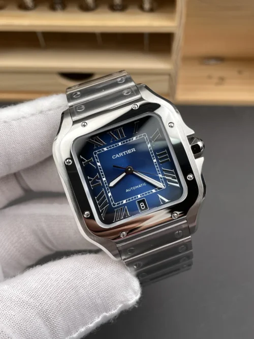 Cartier Santos Men's Blue Dial Watch 39.8mm
