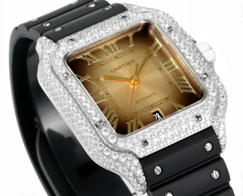 Cartier Santos Slim Case Watch Rubber Strap