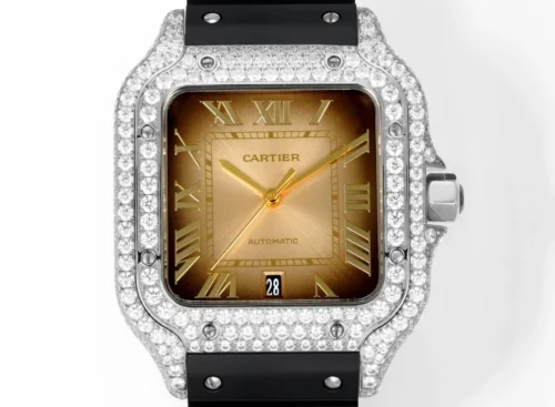 Cartier Santos Slim Case Watch Rubber Strap