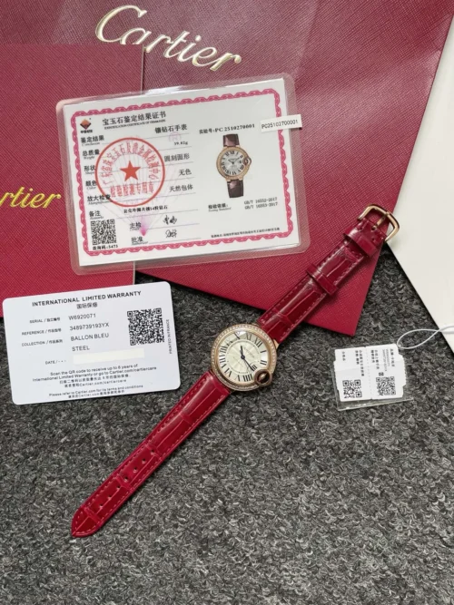 Cartier Ballon Bleu WJBB0033 Women's Diamond-Set Automatic Watch 33mm SKU CARTIER0145