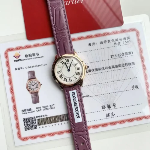 Cartier Ronde de Cartier Rose Gold-Tone Quartz Watch 29mm Leather Strap