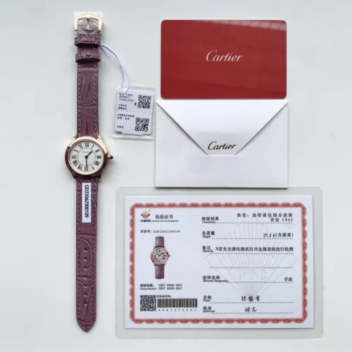 Cartier Ronde de Cartier Rose Gold-Tone Quartz Watch 29mm Leather Strap