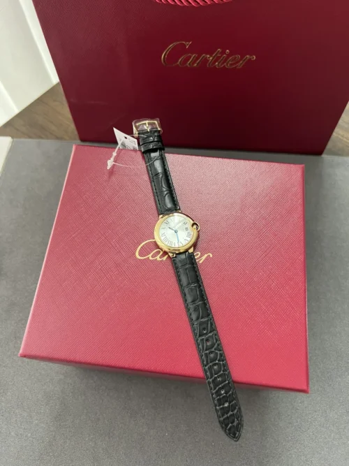 Cartier Ballon Bleu WGBB0007 Quartz Watch 28mm Leather Strap