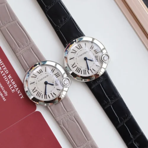 Cartier Ballon Bleu Rose Gold-Tone Watch Leather Strap SKU CARTIER0177