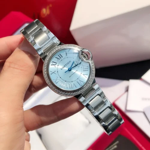 Cartier Ballon Bleu Women's Blue Dial Watch 33mm Vintage Style