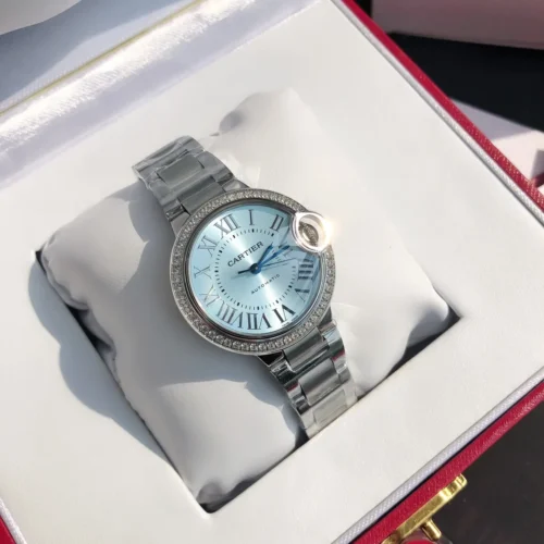 Cartier Ballon Bleu Women's Blue Dial Watch 33mm Vintage Style