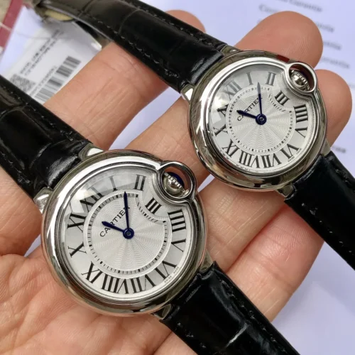 Cartier Santos Pink Dial Quartz Watch 33mm