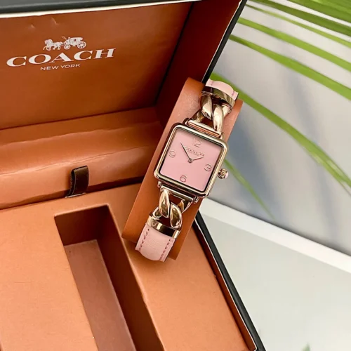 Coach Cass 14504357 Women's Square Case Watch Leather Strap