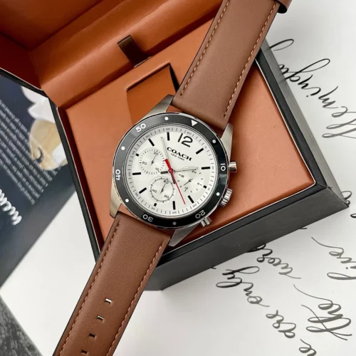 Coach Preston 14602057 Men's Quartz Chronograph Watch 44mm Leather Strap