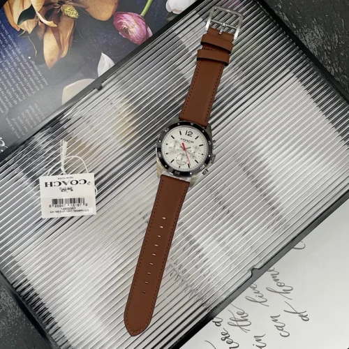 Coach Preston 14602057 Men's Quartz Chronograph Watch 44mm Leather Strap