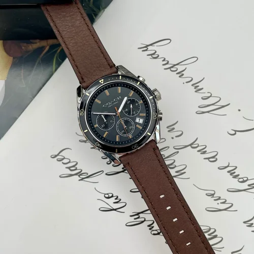 Coach Preston 14602514 Men's Quartz Chronograph Watch 44mm Leather Strap