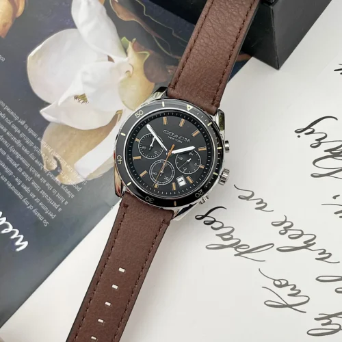Coach Preston 14602514 Men's Quartz Chronograph Watch 44mm Leather Strap