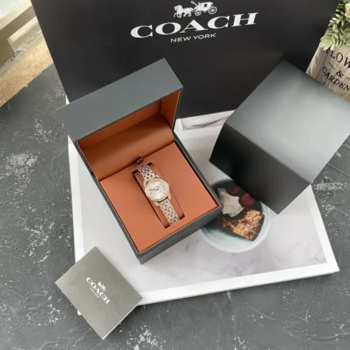 Coach White Dial Watch 22mm Rose Gold-Tone