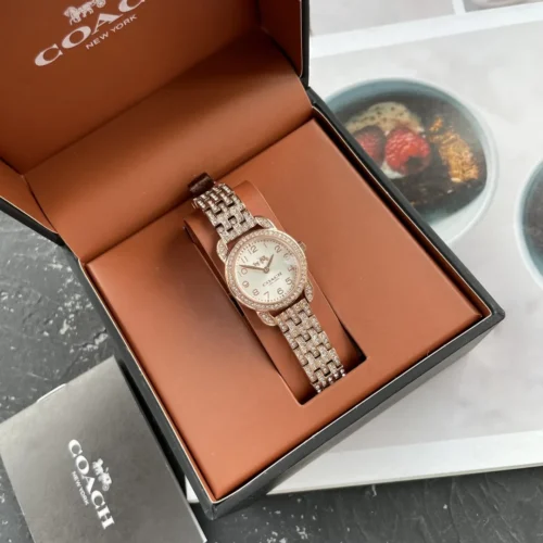 Coach White Dial Watch 22mm Rose Gold-Tone
