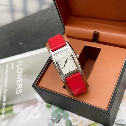 Coach Reese 14504310 Women's Square Case Quartz Watch 35mm Leather Strap