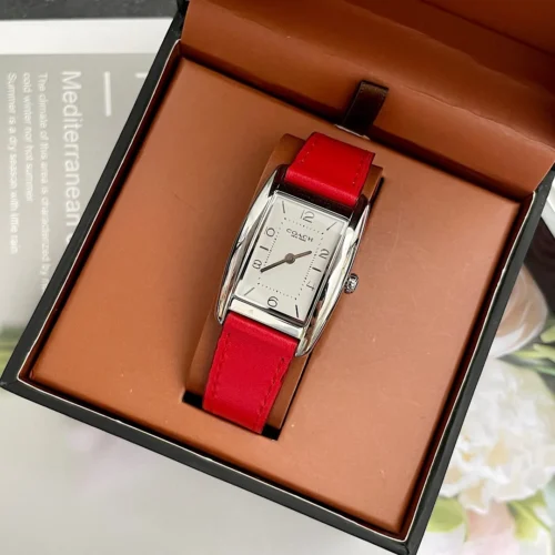 Coach Reese 14504310 Women's Square Case Quartz Watch 35mm Leather Strap