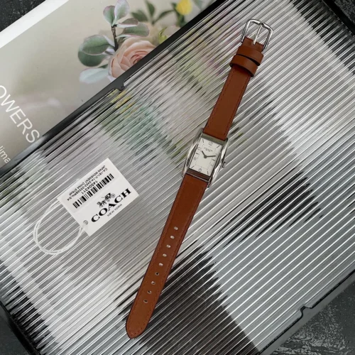 Coach Reese 14504311 Women's Square Case Quartz Watch 35mm Leather Strap