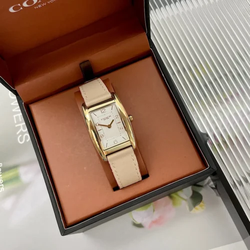 Coach Reese 14504314 Women's Square Case Quartz Watch 35mm Leather Strap