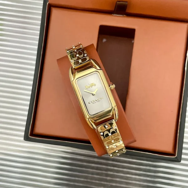 Coach 14504196 Women's Square Case Quartz Watch Stainless Steel Bracelet