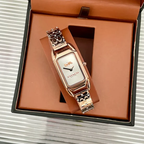 Coach 14504197 Women's Square Case Quartz Watch Stainless Steel Bracelet