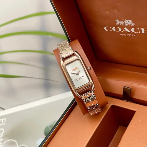 Coach 14504197 Women's Square Case Quartz Watch Stainless Steel Bracelet