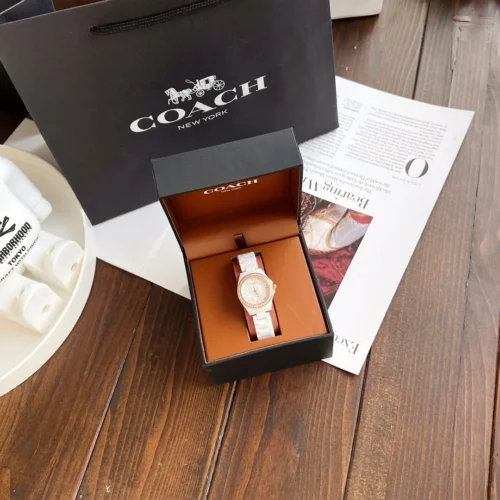 Coach Rose Gold-Tone Quartz Watch Ceramic Bracelet SKU COACH0133