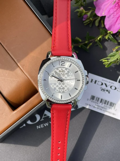 Coach Women's Diamond-Set Quartz Watch 34mm Square Case SKU COACH0161
