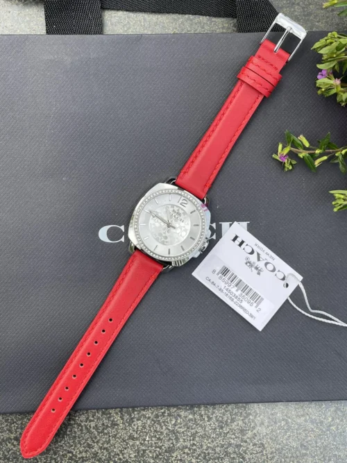Coach Women's Diamond-Set Quartz Watch 34mm Square Case SKU COACH0161