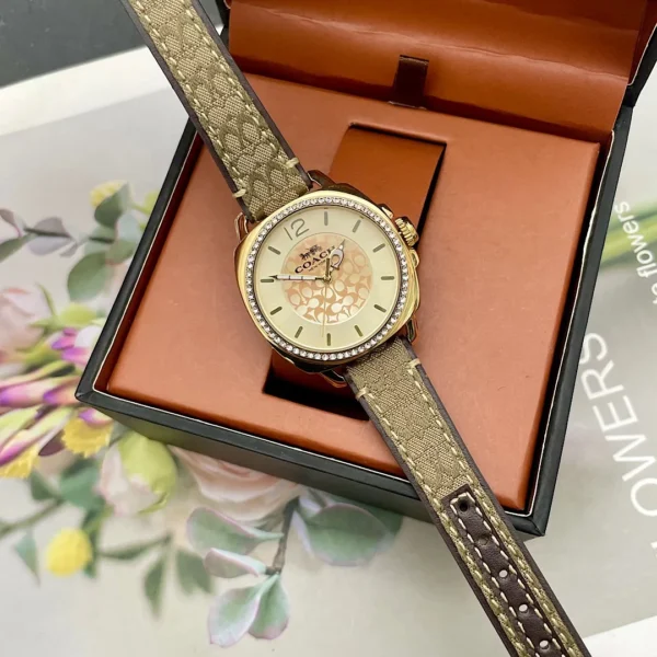 Coach 14503150 Women's Sunray Dial Quartz Watch 34mm Diamond-Set