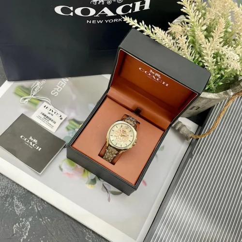 Coach 14503150 Women's Sunray Dial Quartz Watch 34mm Diamond-Set