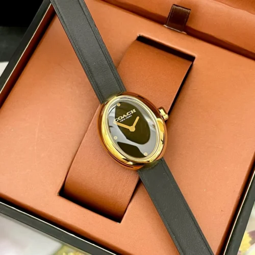 Coach Sammy 14504421 Women's Oval Case Quartz Watch Leather Strap