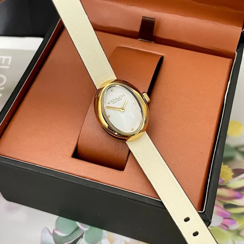 Coach Sammy 14504422 Women's Oval Case Quartz Watch Leather Strap