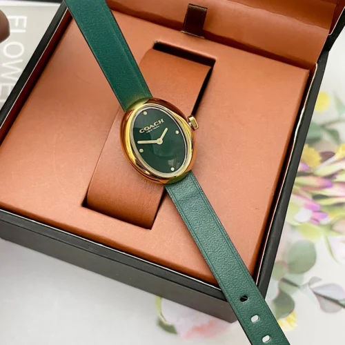 Coach Sammy 14504425 Women's Oval Case Quartz Watch Leather Strap